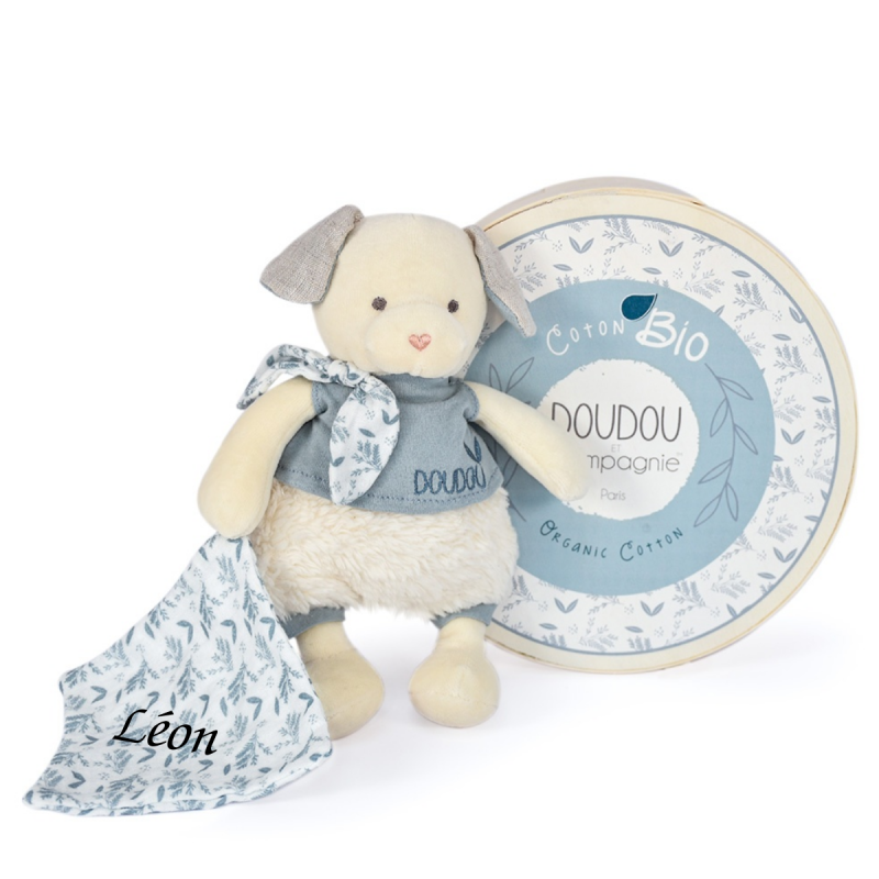  - botanic - plush with comforter dog blue 22 cm 